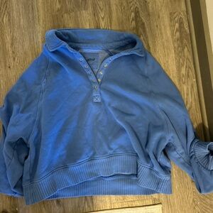 Aerie Blue Collared Oversized Sweatshirt - Women's Basic Quarter Zip